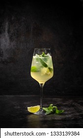 Hugo Cocktail, Italian Aperitif Made With Prosecco Wine, Lime, Mint And Melissa Syrup