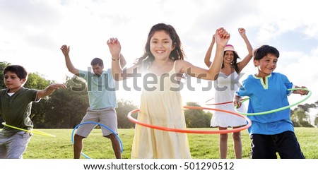 Hula Hoop Enjoying Cheerful Outdoors Leisure Concept