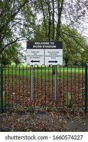 HULL, ENGLAND - OCTOBER 15, 2019: An Information Sign At KCOM Stadium In Hull, England