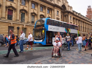 Hull , UK 07 30 2022 Disabled Girl On Gay Pride Parade                     