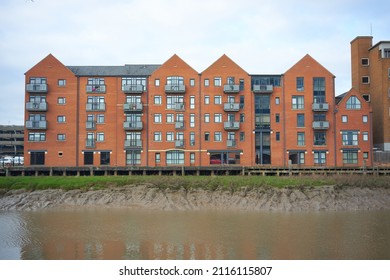 Hull, Yorkshire UK 01 30 2022 Modern River Side Apartment Block