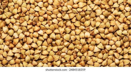 Hulled kernels of buckwheat grains close up. Food background. - Powered by Shutterstock