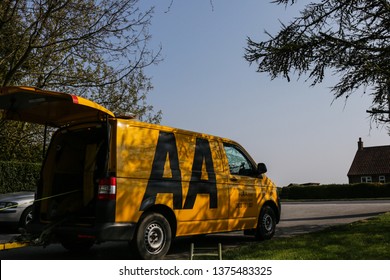 Hull,Yorkshire/England.04/20/2019-A Yellow AA Van With A Nice Blue Sky