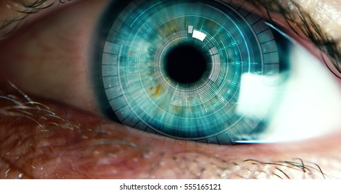 human being futuristic vision, vision and control and protection of persons, control and security in the accesses.Concept of: dna system, scientific technology and science.