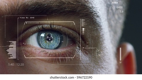 human being futuristic vision, vision and control and protection of persons, control and security in the accesses.Concept of: dna system, scientific technology and science.