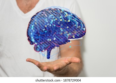 Human brain activity with plexus lines.. External cerebral connections in the frontal lobe.