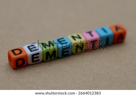 Human Brain and Dementia Text Representing Neurological Degeneration and Mental Impairment
