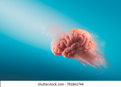 Human brain floating on a bluebackground. mind blown concept - Shutterstock ID 781861744