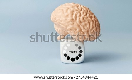 Human brain with loading circle concept representing thinking process, idea generation, cognitive processing and mental activity. 
