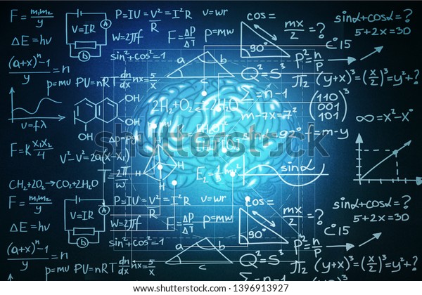 物理式と数式の背景に人間の脳 教育 科学 医学の抽象的背景 画像 の写真素材 今すぐ編集