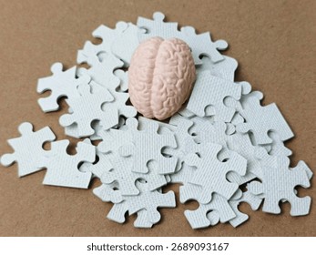 Human Brain on Puzzle Representing Intelligence, Psychology, Mental Health, Problem Solving, and Cognitive Thinking Concept in Science and Education. 
