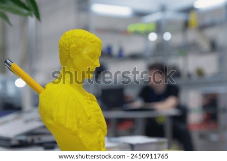 Human bust made using 3D printing technology in the laboratory. Industry and technology