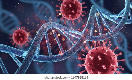 Human Cell Biology DNA Strands And Virus Molecular Structure Illustration