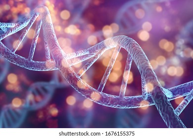 Human cell biology DNA strands molecular structure illustration - Shutterstock ID 1676155375