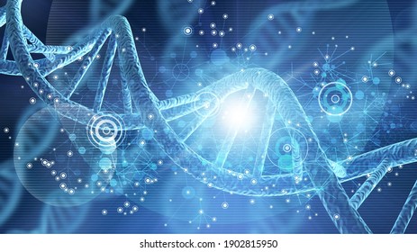 Human Cell Biology DNA Strands Molecular Structure Illustration