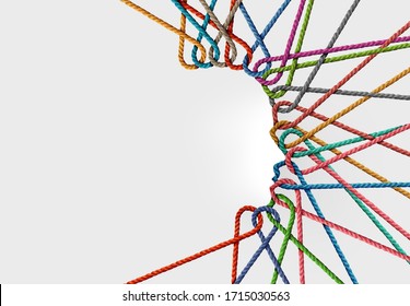 Human connections and personal connected network as a group of diverse ropes linked together as a shape of a person as a creativity and mental health or psychology symbol. - Shutterstock ID 1715030563