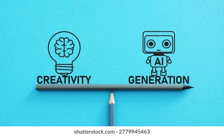 Human Creativity vs AI Generation, Artificial Intelligence in Digital Art, Creative Industry Transformation, Originality, Automation and Future of Content Creation Concept
