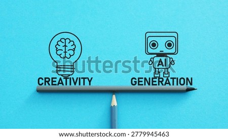 Human Creativity vs AI Generation, Artificial Intelligence in Digital Art, Creative Industry Transformation, Originality, Automation and Future of Content Creation Concept