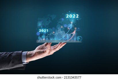 Human Draws Increase Arrow Graph Corporate Future Growth Year 2021 To 2022.