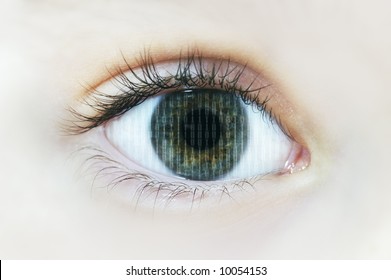 Human eye with binary digits - Shutterstock ID 10054153