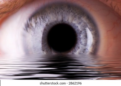 Human eye on a watery horizon