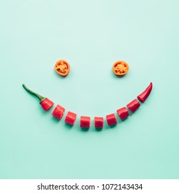 Human Face Smiling Made From Red Chilli.creativity Food Concepts Ideas