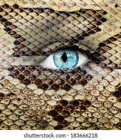 Human Face With Snake Skin Texture