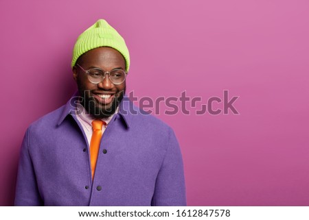 Image, Stock Photo A man looks down on three rows of arrows, one row of which points forward and the other two point against him.