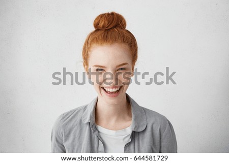 Similar – Image, Stock Photo Portrait of a redhead british shorthair cat