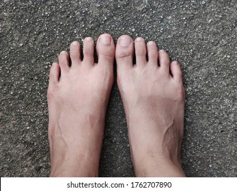 Naked Male Feet On Dry Sandstone Stock Photo Edit Now