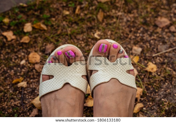 Human Feet Shoes On Autumn Ground Stock Photo 1806133180 | Shutterstock