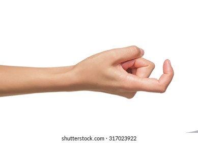 A Human Finger Make Hook. Isolated Over White.