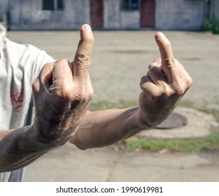 A Human Finger With An Offensive Gesture.                      