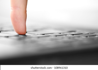 Human Finger Pressing Button On Laptop Stock Photo 108961310 | Shutterstock