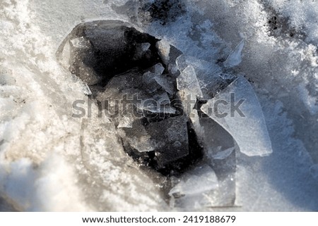 Similar – Image, Stock Photo layers of ice. Walking across river bank.