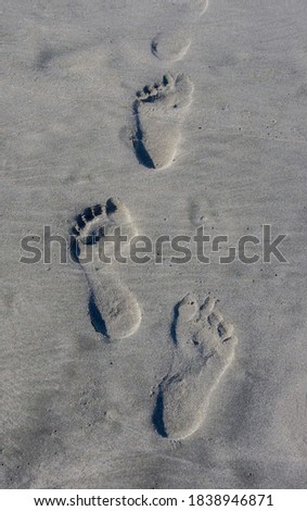 Human Footsteps In The Beach Sand