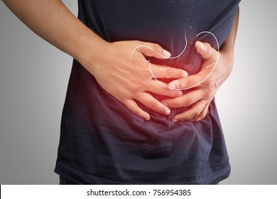 Human gastritis, Men stomach problem concept - Shutterstock ID 756954385