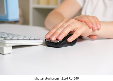 Human Hand And Computer Mouse, Carpal Tunnel Syndrome, Wrist Pain.