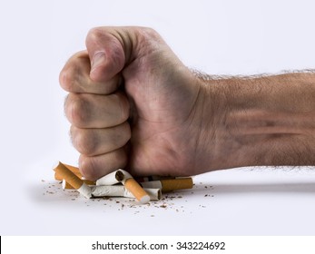 Human hand crushed some cigarettes