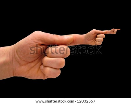 Human hand with hand-finger pointing to beyond.