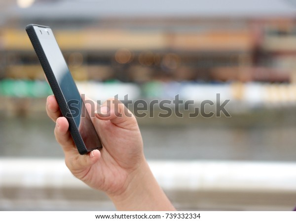 Human Hand Holding Black Smart Phone Stock Photo Shutterstock