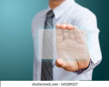 Human Hand Holding Futuristic Business Card