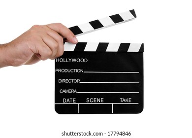 Human Hand Holding A Movie Clapboard