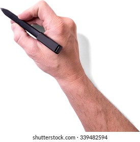 Human Hand Holding A Pen - Isolated