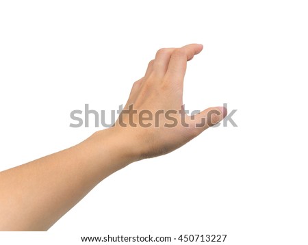 Human hand in picking gesture isolate on white background with clipping path