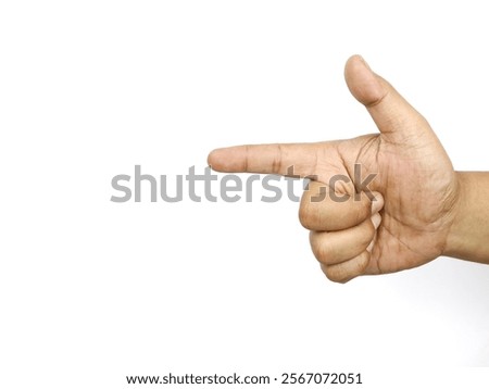 Human hand in shooting gesture isolate on white background