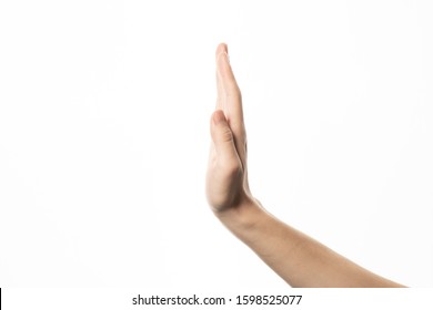 Human hand in stop gesture isolate on white background - Powered by Shutterstock