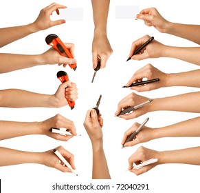 human hands with different tools - Powered by Shutterstock