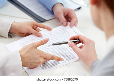 Human Hands During Discussion Of Business Papers