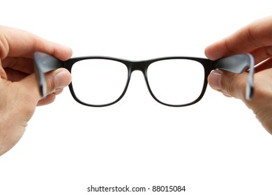 Human Hands Holding Retro Style Eyeglasses